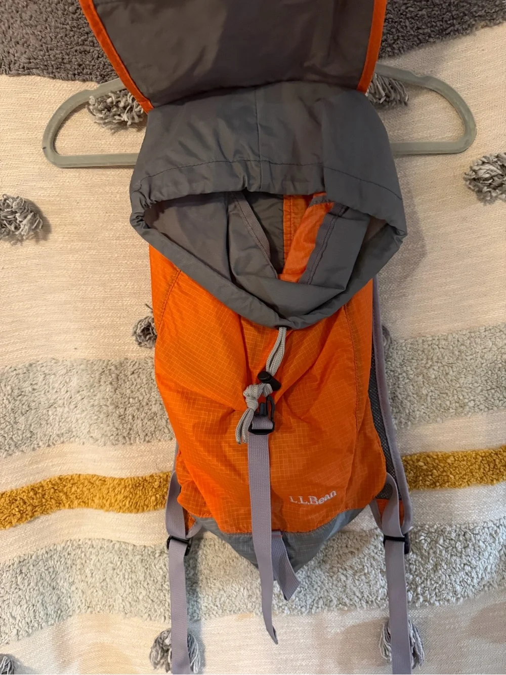 L.L. Bean Bright Orange Backpack with Gray Accents